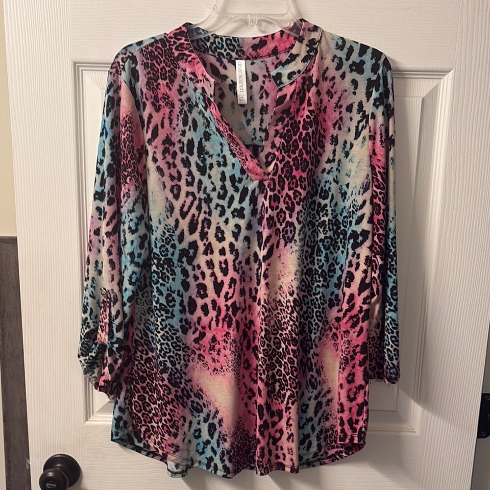 Multicolor Leopard Print Blouse Cheetah size: medium